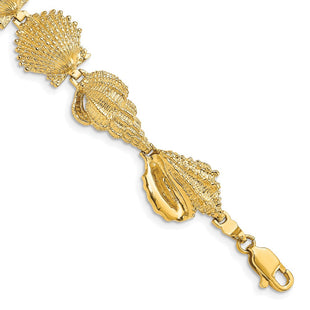 14k Polished Assorted Sea Shells 7. Bracelet (Style FB1709-7.25)