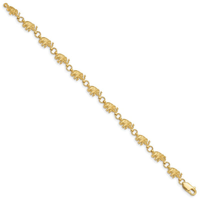 14K Polished and Textured Elephant Bracelet