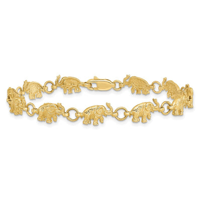 14K Polished and Textured Elephant Bracelet