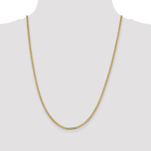 14K Flat Beveled Curb with Lobster Clasp Chain (Style FBU070-24)