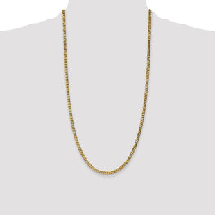 14K Flat Beveled Curb with Lobster Clasp Chain (Style FBU100-28)