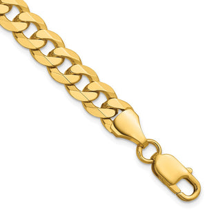 14K Flat Beveled Curb with Lobster Clasp Bracelet (Style FBU220-8)