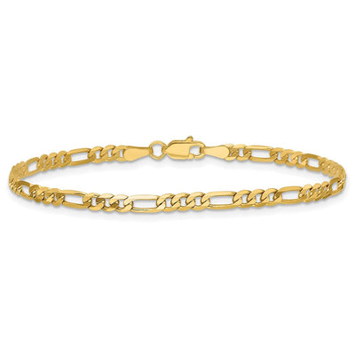 14K Flat Figaro with Lobster Clasp Bracelet, 6 x 3mm