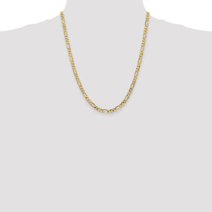 14K Flat Figaro with Lobster Clasp Chain (Style FFL120-22)