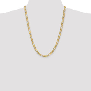 14K Flat Figaro with Lobster Clasp Chain (Style FFL160-24)