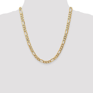 14K Flat Figaro with Lobster Clasp Chain (Style FFL180-22)