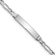 14K White Gold Polished Solid Chain/Solid Plate Figaro Link Plate ID Bracelet