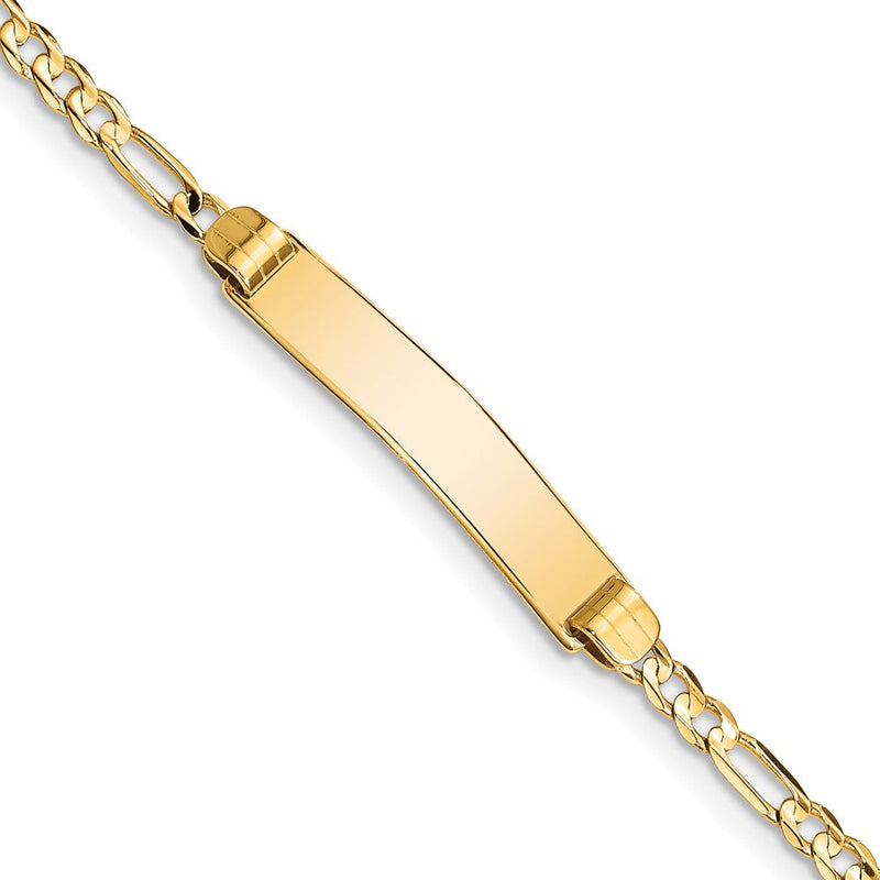 14K gold figaro link plate ID bracelet