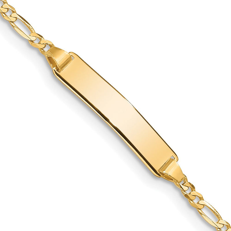 14K gold figaro link plate ID bracelet