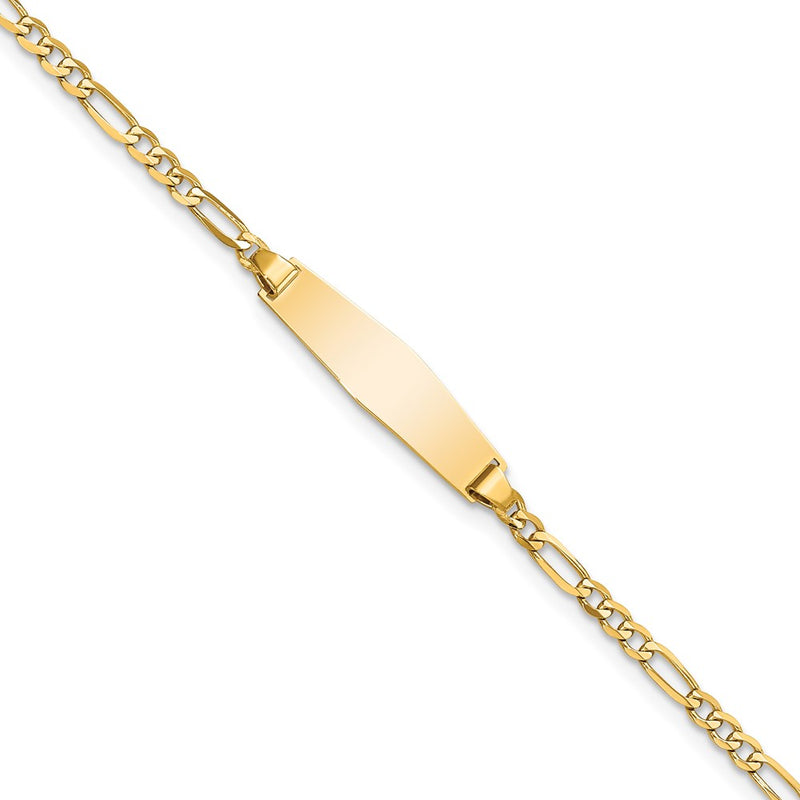 14K gold figaro link plate ID bracelet