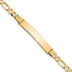 14K Polished Solid Chain/Solid Plate Figaro Link Plate ID Bracelet