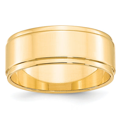 14K Yellow Gold Flat with Step Edge Wedding Band