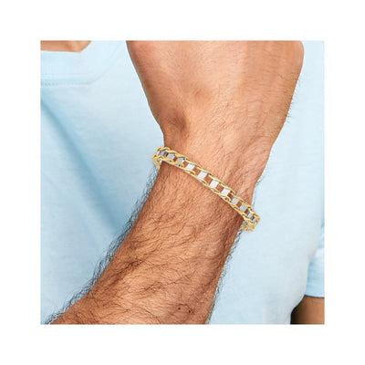 14K Two-tone Hand-polished Fancy Link Bracelet