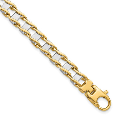 14K Two-tone Hand-polished Fancy Link Bracelet