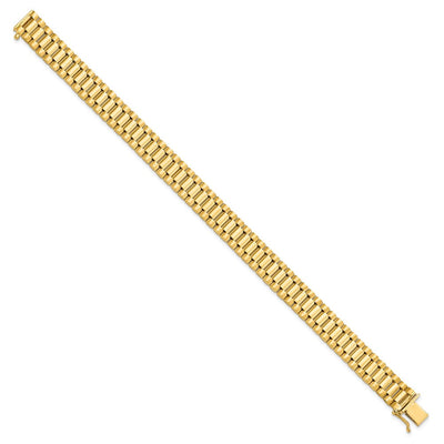 14K Polished and Satin Mens Fancy Link Bracelet, 8 x 10mm