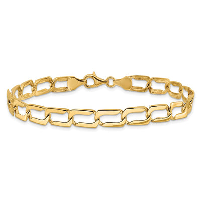 14K Polished Fancy Rectangular Curb Link Bracelet