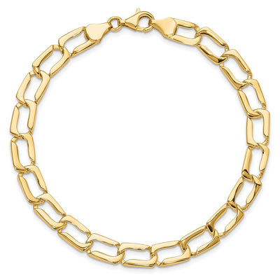 14K Polished Fancy Rectangular Curb Link Bracelet
