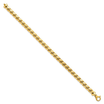 14K Polished Fancy Curb Link Mens Bracelet