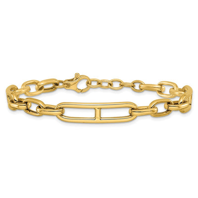 14K Polished Fancy Open Link Cable Bracelet