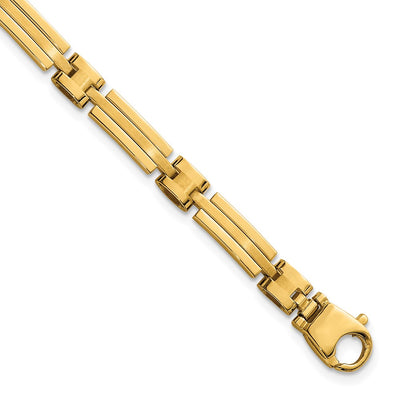 14K Polished and Brushed Fancy Bar Link Bracelet
