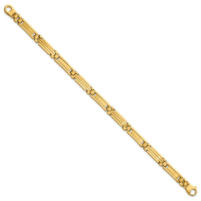 14K Polished and Brushed Fancy Multi Link Bar Bracelet