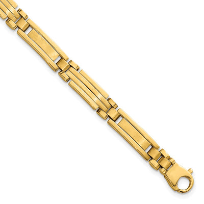 14K Polished and Brushed Fancy Multi Link Bar Bracelet