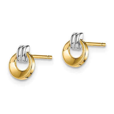 14K w/Rhodium Madi K Circle Post Earrings