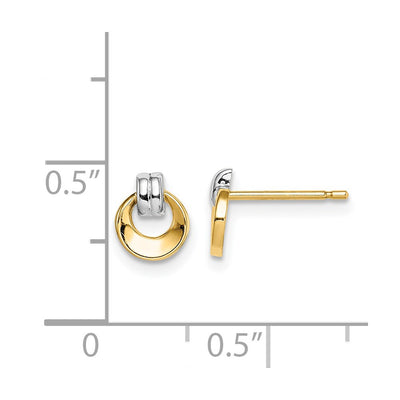14K w/Rhodium Madi K Circle Post Earrings