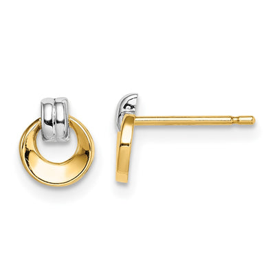 14K w/Rhodium Madi K Circle Post Earrings