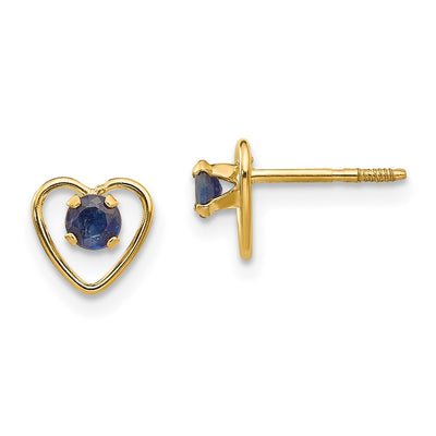 14K Madi K Created Sapphire Birthstone Heart Screwback Earrings