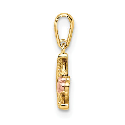 14K Two-tone Madi K CZ Moon with Heart Pendant