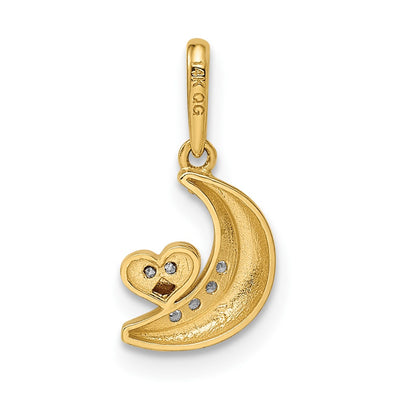 14K Two-tone Madi K CZ Moon with Heart Pendant