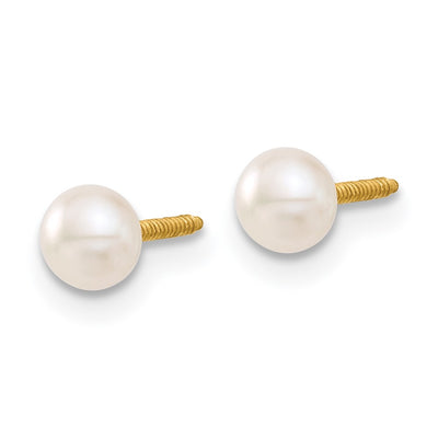 14K Madi K White Button Freshwater Cultured Pearl Screwback Post Earrings