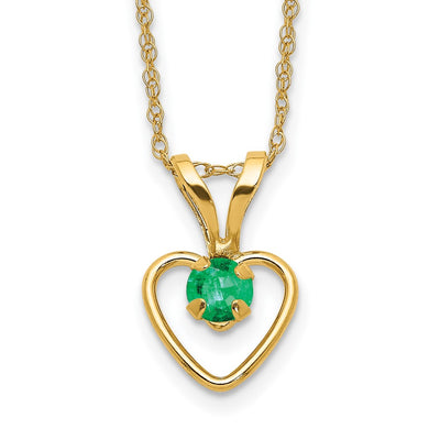 14K Madi K Emerald Heart Birthstone Necklace