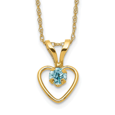 14K Madi K Blue Zircon Heart Birthstone Necklace
