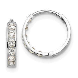 14k White Gold Madi K CZ Children's Hinged Hoop Earrings (Style GK650W)