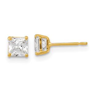 14k Madi K Square CZ Basket Set Stud Earrings (Style GK655)
