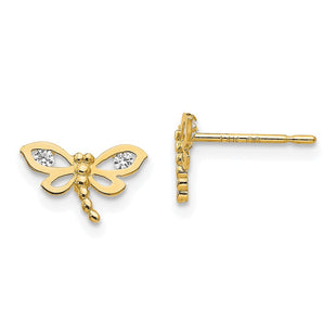 14k Madi K CZ Children's Dragonfly Post Earrings (Style GK792)