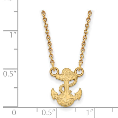 Sterling Silver Gold-plated LogoArt US Naval Academy Anchor Small Pendant Necklace