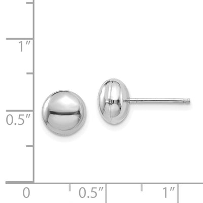 14K White Polished Button Post Earrings, 8 x 8mm