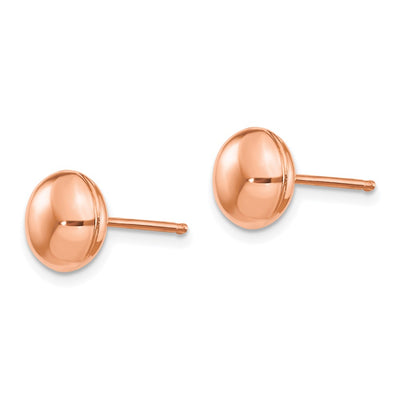 14K Rose Polished Button Post Earrings, 8 x 8mm
