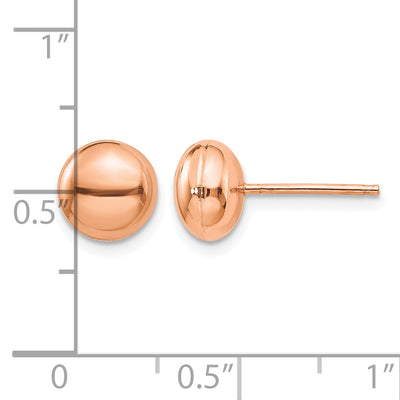 14K Rose Polished Button Post Earrings, 8 x 8mm