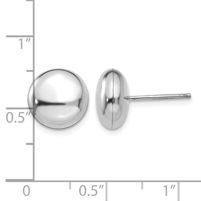 14K White Polished Button Post Earrings, 10.5 x 10.5mm