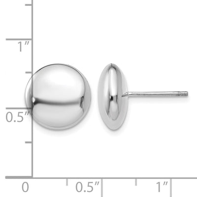 14K White Polished Button Post Earrings, 12 x 12mm