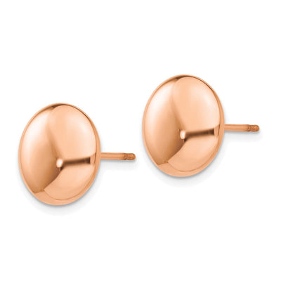 14K Rose Polished Button Post Earrings, 12 x 12mm