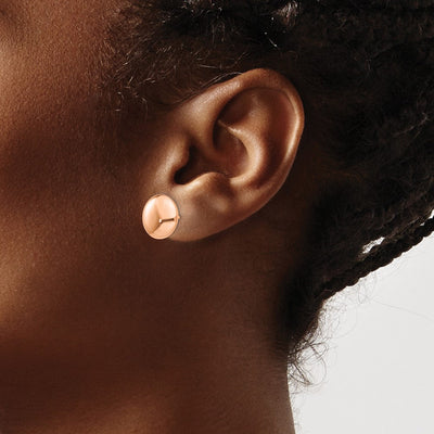 14K Rose Polished Button Post Earrings, 12 x 12mm
