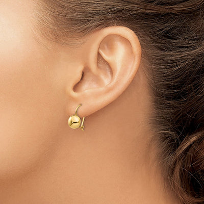 14K Polished Button Kidney Wire Earrings, 8 x 8mm