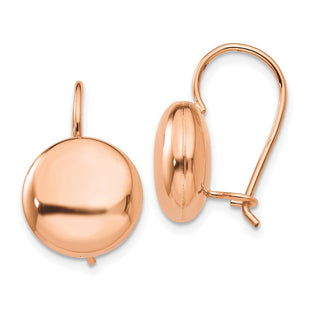 14k Rose Polished Button Kidney Wire Earrings (Style H1039)