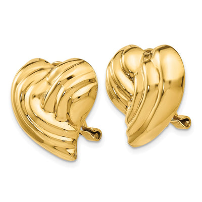 14K Non-pierced Heart Earrings