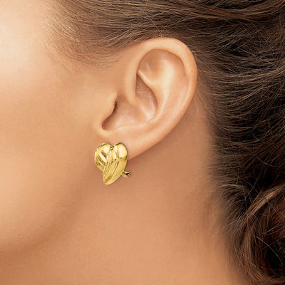 14K Non-pierced Heart Earrings